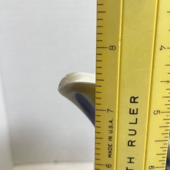 Vintage Blue & White Ceramic Pitchers With Scalloped Edges & Floral Design - Set - Picture 9 of 11